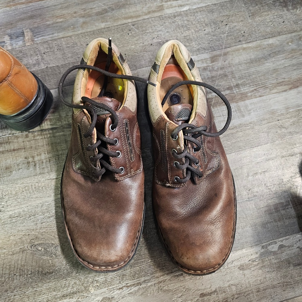 Clarks Unstructured Un.Corner Brown Leather Lace Up Oxfords Mens Shoes